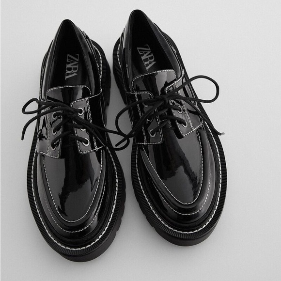 Zara Topstitch Patent Boat Shoes - Picture 2 of 8